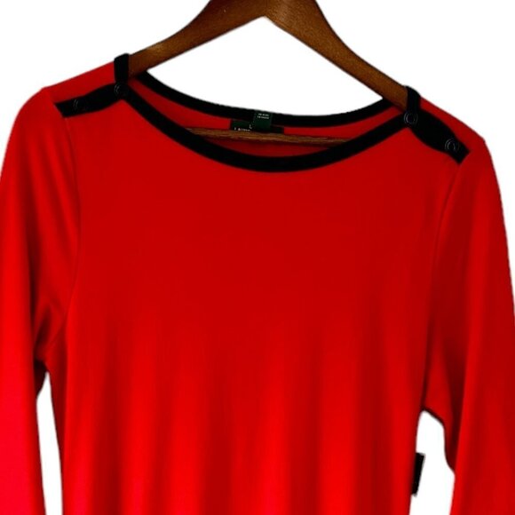 Ralph Lauren NEW Dropped Waist Dress Bistro Red with Navy Trim and Belt   Med - Picture 4 of 10